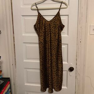 a new day Brown Leopard Print Midi Dress